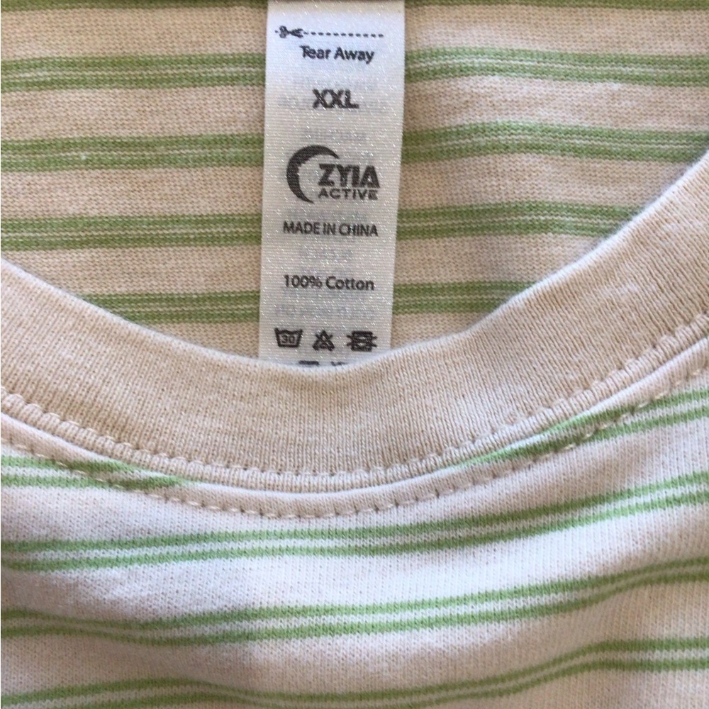 ZYIA Striped Crewneck Sweater Cream & Olive Green Size XXL - Picture 11 of 11